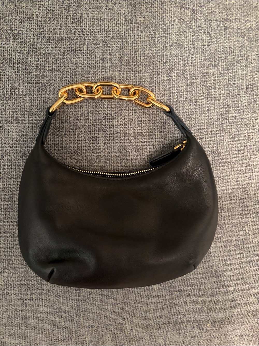 Madewell Black Mini Hobo Bag with Gold Chain Handle